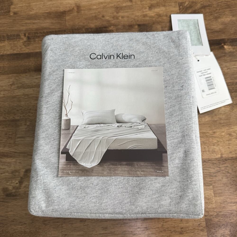 Calvin Klein Home Modern Cotton Harrison Full Flat Sheet Mint Sandstone